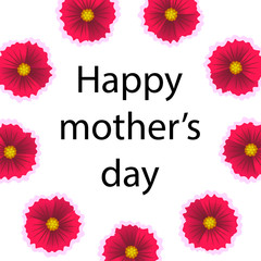 Happy mother's day postcard. card or festive banner template with elegant lettering and red flowers