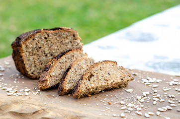 Delicious freshly made wholegrain bread with seeds