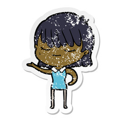 distressed sticker of a cartoon woman