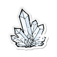 retro distressed sticker of a cartoon crystals