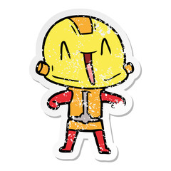 distressed sticker of a cartoon robot