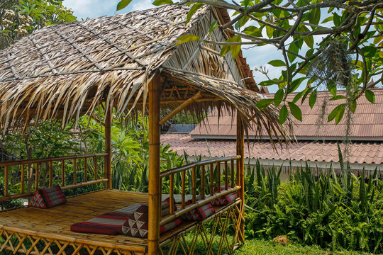 relaxing bamboo hut in the garden