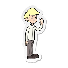 sticker of a cartoon arrogant boy