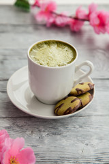 spring fresh drink with with cherry blossoms