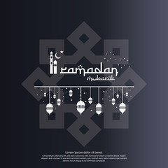 Obraz premium islamic design concept. abstract mandala with pattern ornament and lantern element. Ramadan Kareem or Eid Mubarak greeting. invitation Banner or Card Background Vector illustration