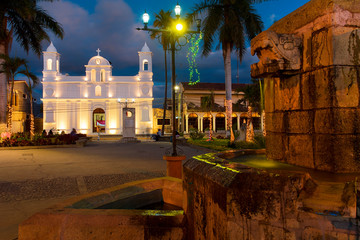Copan Ruins city center cathedral Honduras  - obrazy, fototapety, plakaty