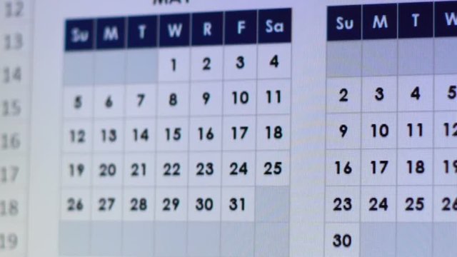 Marking date on calendar, organization of working time and rest, annual planning