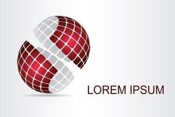 Abstract technology logo stylized spherical surface with abstract shapes. This logo is suitable for global company, world technologies, media and publicity agencies 
