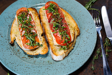 bruschetta with tofu and tomatoes