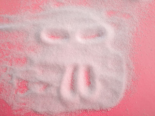 Fototapeta premium Stop sign on the sugar, warned that the sugar too much will make unhealthy nutrition, obesity, diabetes, dental care and much more.