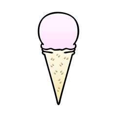 quirky gradient shaded cartoon strawberry ice cream cone