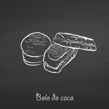 Bolo do caco food sketch on chalkboard