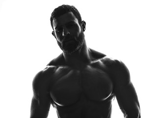 Silhouette of a bodybuilder