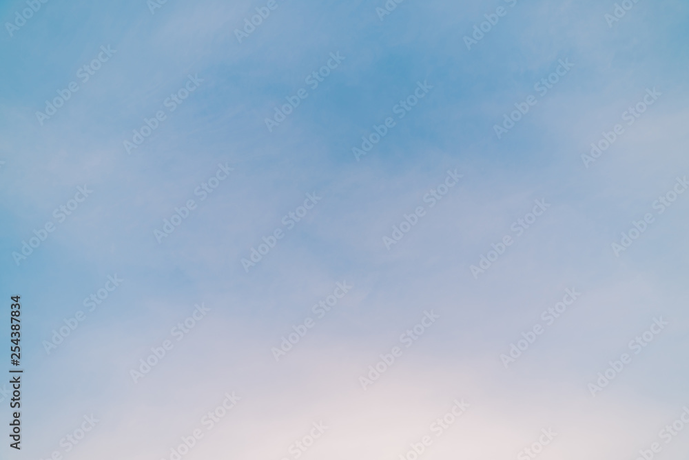 Wall mural blue day clear sky with light clouds. smooth blue white gradient of sky. wonderful weather. backgrou