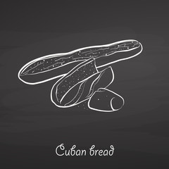 Cuban bread food sketch on chalkboard
