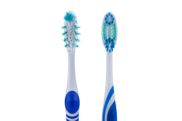 New and old used toothbrushes
