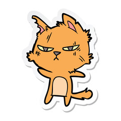 sticker of a tough cartoon cat