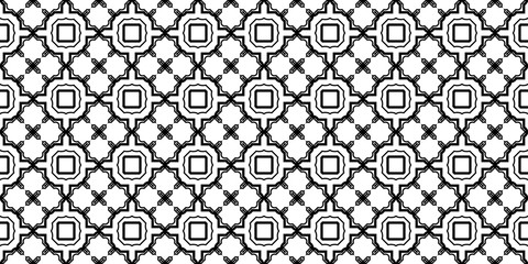 Decorative Traditional Geometric Ornament. Seamless Pattern. Vector Illustration. Tribal Ethnic Arabic, Indian, Motif. For Interior Design, Wallpaper. Black white color