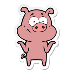 Obraz na płótnie Canvas sticker of a happy cartoon pig
