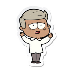 sticker of a cartoon tired man