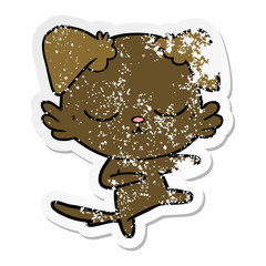 distressed sticker of a cute cartoon dog