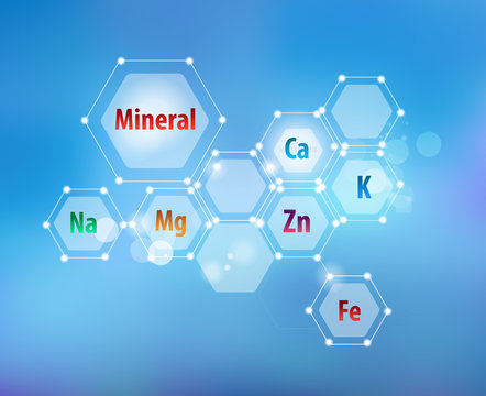 Essential minerals for human health. Abstract scheme.