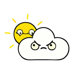 comic book style cartoon sunshine and cloud