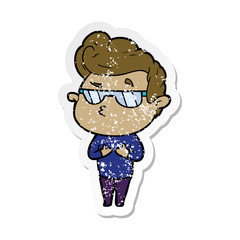 distressed sticker of a cartoon cool guy