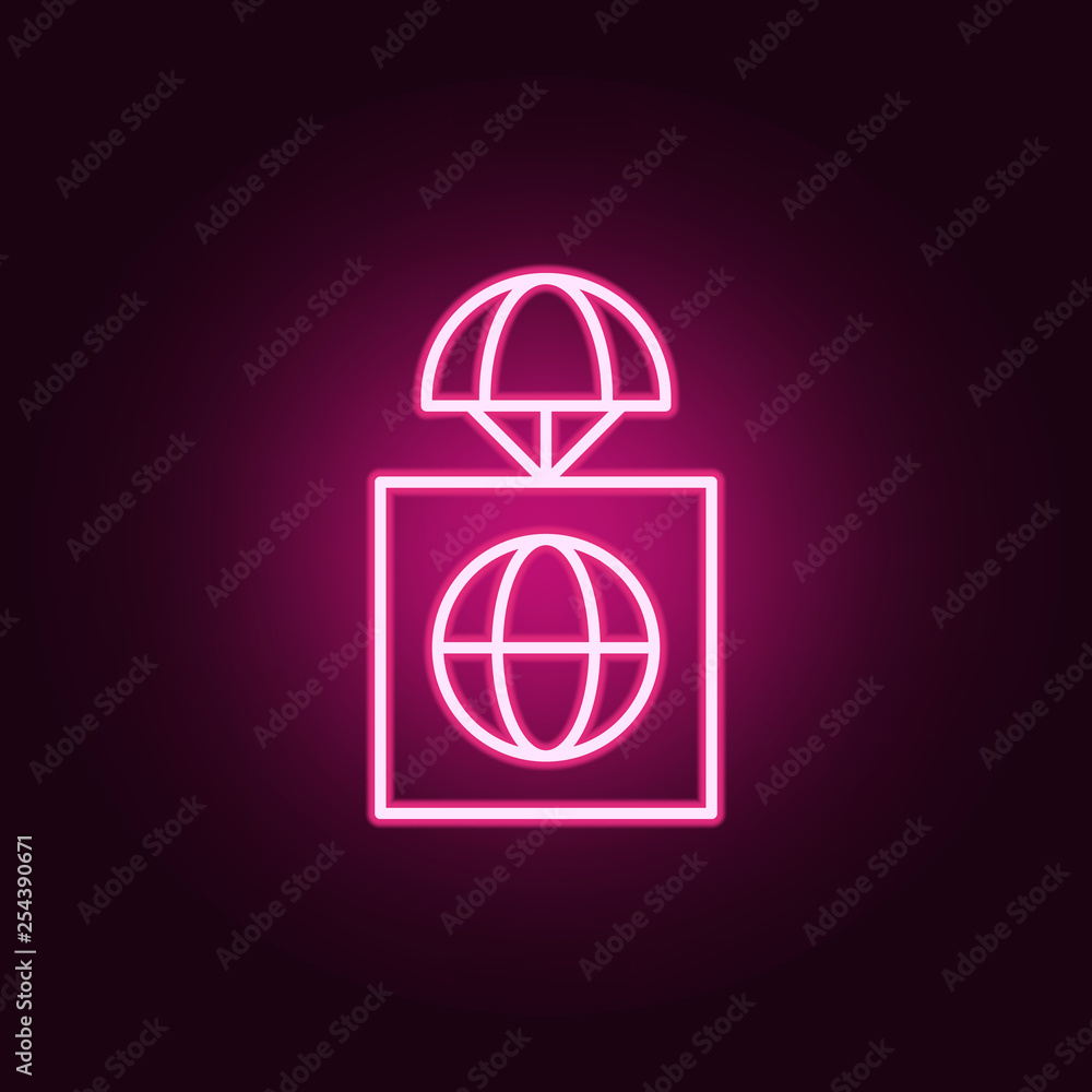 Poster global premise icon. elements of drones in neon style icons. simple icon for websites, web design, m