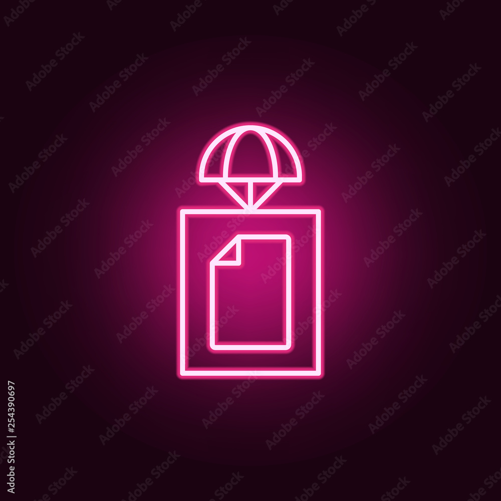 Poster sending a document icon. elements of drones in neon style icons. simple icon for websites, web desig