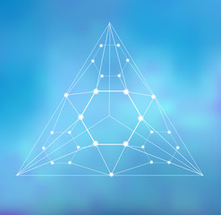 Abstract background with polygonal pyramid.