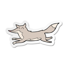 sticker of a cartoon running wolf
