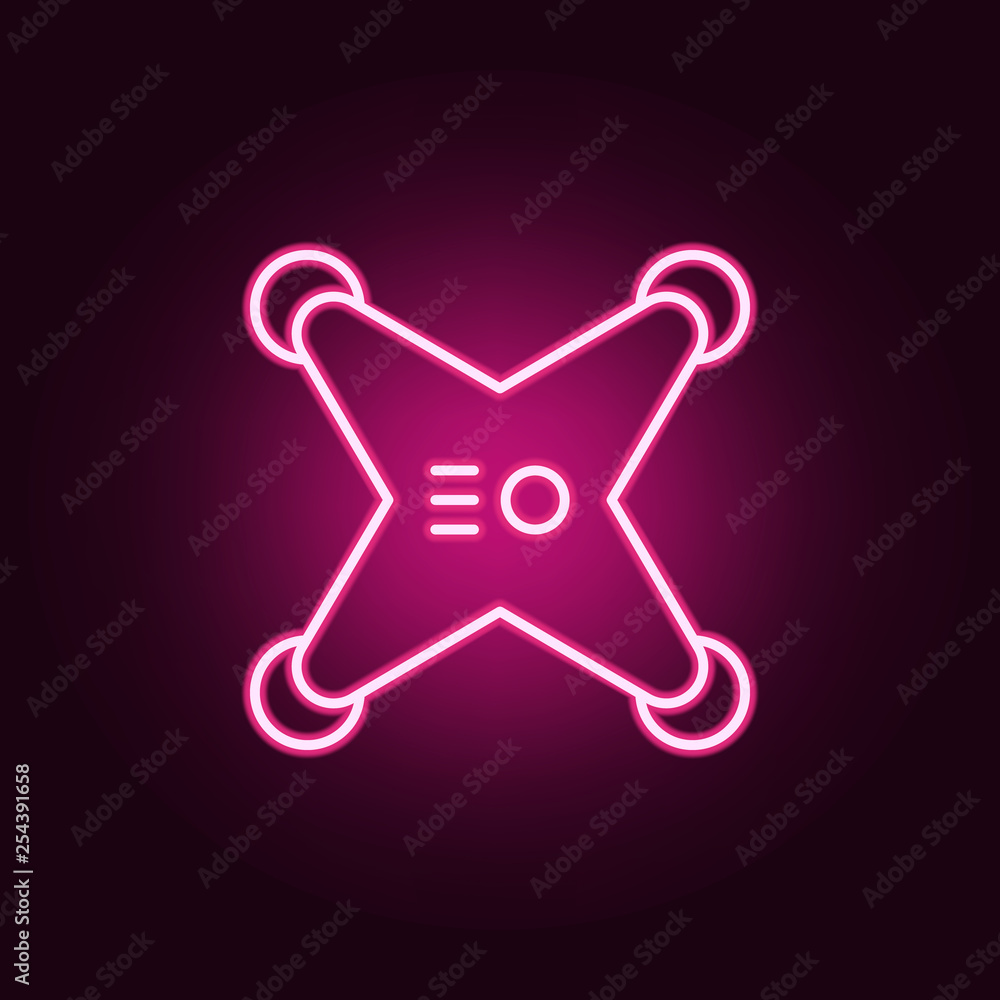 Poster drone icon. elements of drones in neon style icons. simple icon for websites, web design, mobile app