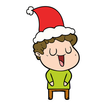 recommend clip art: laughing line drawing of a man wearing santa hat