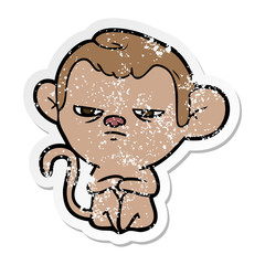 distressed sticker of a cartoon monkey