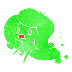 retro cartoon of kawaii scary ghost