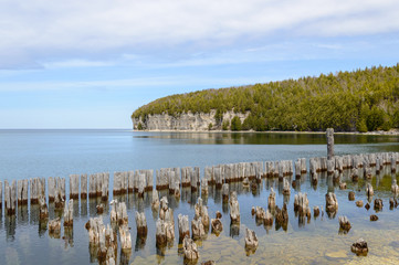 Limestone cliffs near the Fayette Historic State Park in Michigan, USA