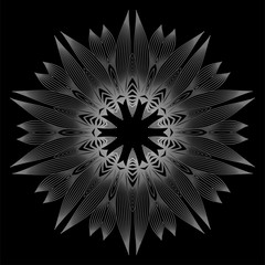 Mandala. For Design, Greeting Card, Invitation, Coloring Book. Arabic, Indian, Motifs. Vector Illustration. Black white grey color.