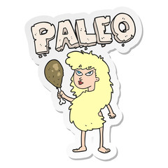 sticker of a cartoon woman on paleo diet