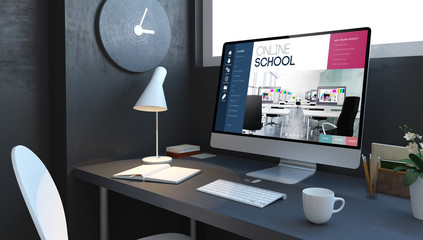 online school navy desktop mockup