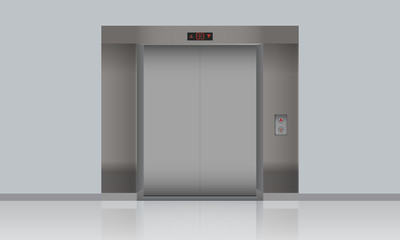 Blank Elevator mockup with closed doors, blank mockup. Realistic high detailed Vector illustartion