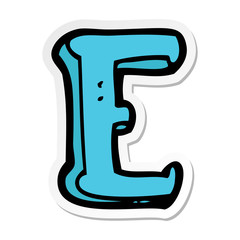 sticker of a cartoon letter E