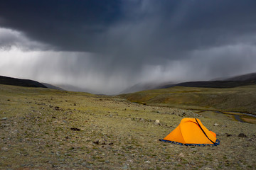 Tents in the mountains, bad weather