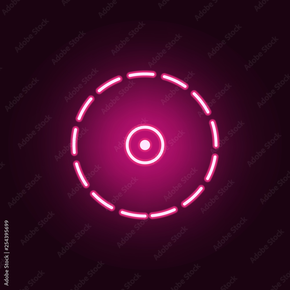 Poster dotted circle icon. elements of drones in neon style icons. simple icon for websites, web design, mo