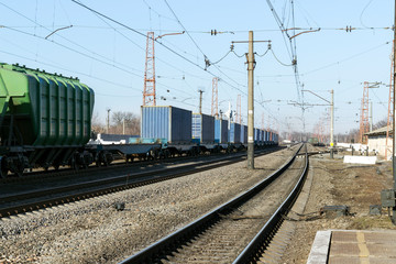 freight cars at the railway station