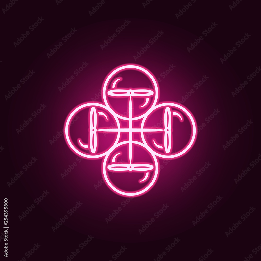 Poster drone icon. elements of drones in neon style icons. simple icon for websites, web design, mobile app