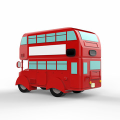 London doubledecker red bus on white background. 3d illustration. - obrazy, fototapety, plakaty