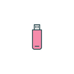 Pen drive flat vector icon sign symbol