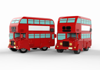 London doubledecker red bus on white background. 3d illustration.