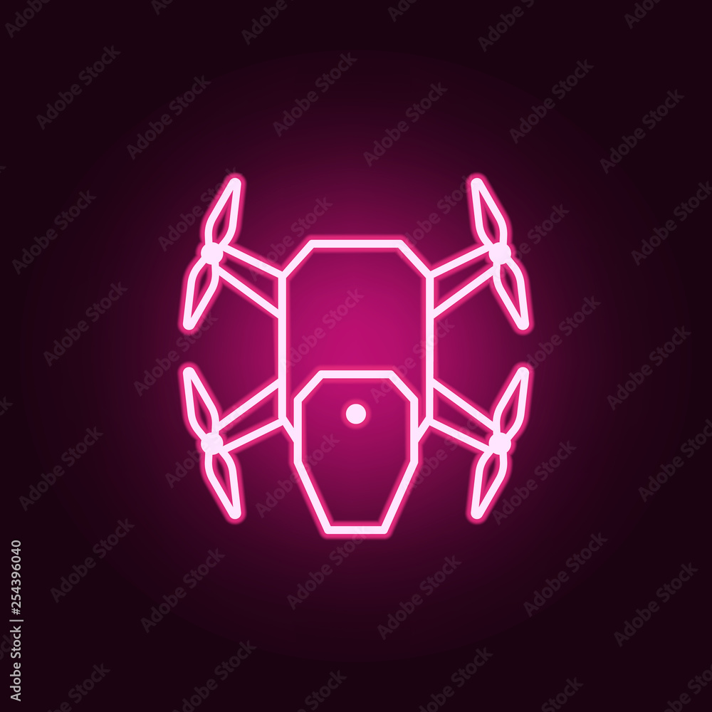 Poster drone icon. elements of drones in neon style icons. simple icon for websites, web design, mobile app